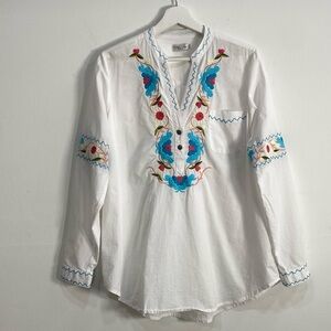 Tasha Polizzi Embroidered Top Size Small Long Sleeve